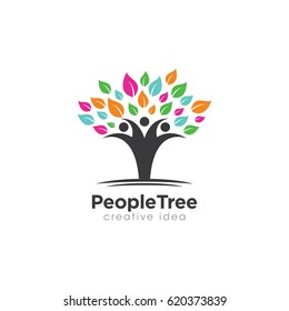 Creative People Tree Concept Logo Design Template