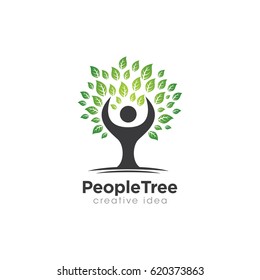 Creative People Tree Concept Logo Design Template
