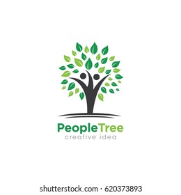 Creative People Tree Concept Logo Design Template