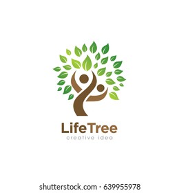 Creative People Tree Concept Logo Design Template