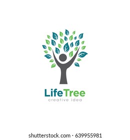 Creative People Tree Concept Logo Design Template