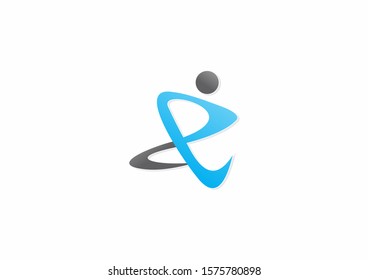 creative people vector logo icon symbol with black and blue color