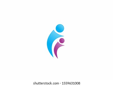 Creative people vector logo symbol design with blue and purple color