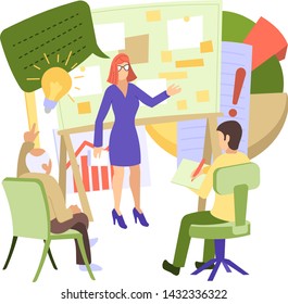 Creative people vector man woman character working together at office teamworking illustration set of teamwork ideas brainstorming team creating project design on meeting isolated on white background