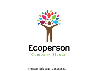 Creative Person Body Tree Symbol Logo Vector Person Illustration