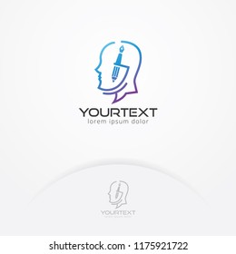 Creative person logo.Vector logo of a man with a pencil and pen, symbol of creativity and an author. Creator and people logo template