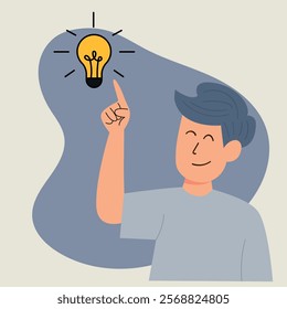 Creative Person Pointing at a Bright Idea Concept
