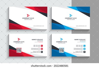 Creative Personal Business Card. This Name Card Comes In Two Different Color Versions (Red and Blue) - Corporate Identity Template.