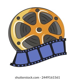 Creative personal talent. Film industry and video production. Tape and film strip. Concept of filming in different genres. Isolated on white background. Vector illustration