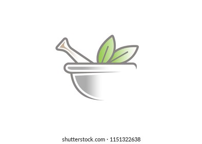 Creative  Pestle Bowl Pharmacy Logo Design Vector