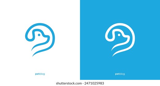 Logo de Creative Pet Chat. Abstractas burbuja de chat y perro con estilo mínimo. Inspiración de diseño de Vector con logotipo de cuidado de mascotas.