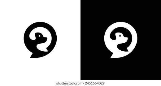 Logo de Creative Pet Chat. Bubble Chat y perro con estilo minimalista. Inspiración de diseño de Vector con logotipo de cuidado de mascotas.