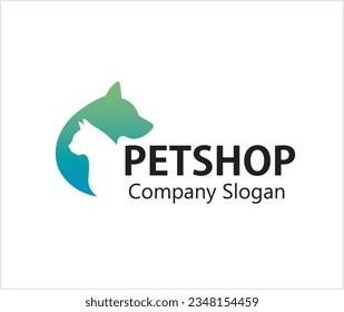 kreativer Hund und Katze für Haustiere und Haustiere auf Blau, Vektorsymbol-Symbol