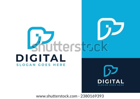 Creative Pet Dog Head with Pixel Digital Logo Design Branding Template