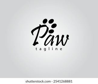 creative pet footprints that blend with the font logo design
