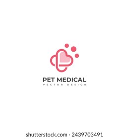 Diseño creativo del logotipo del cuidado médico de mascotas.