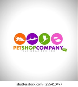 Creative Pet Shop Logo Design Concept. Animals icons. Colorful Pet-Shop Icon Design.