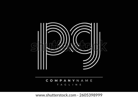 Creative PG lines letter logo design. A simplistic and elegant abstract logo design with linear patterns and initials, suitable for contemporary branding.