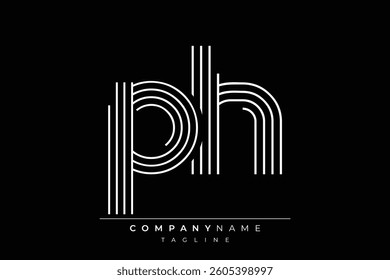 Creative PH lines letter logo design. A simplistic and elegant abstract logo design with linear patterns and initials, suitable for contemporary branding.