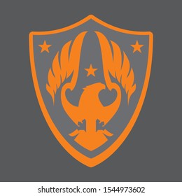 Creative Pheonix or Eagle Heraldic Shield Logo Design