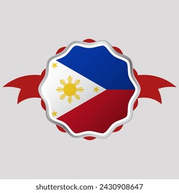 Emblema de etiqueta engomada de bandera filipina creativa