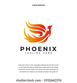 Creative phoenix bird fire icon logo design vector illustration. phoenix logo design color editable