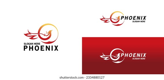 Creative phoenix bird logo template, modern abstract firebird vector illustration