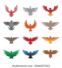 Creative phoenix eagles birds collection logo design symbol vector illustration	