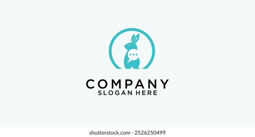 Creative phone and rabbit logo design with modern concept premium vector