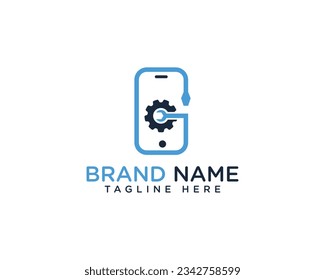 Creative  phone  Repair logo design concept. Smart phone and device repair vector symbol.