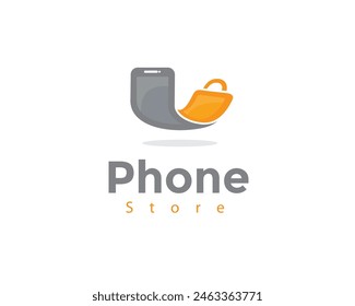 creative phone and shoping bag logo design