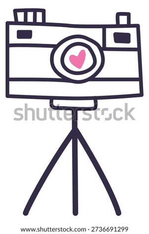 Creative photo doodle icon. Retro hipster hobby
