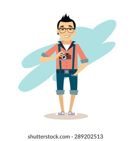 Creative photographer Flat Vector illustration