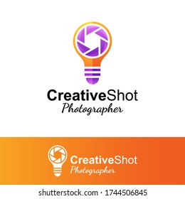 Creative photographer logo, bulb with camera logo concept
