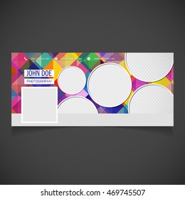 Creative Photography banner template. place for image. Photography Cover. Vector illustration