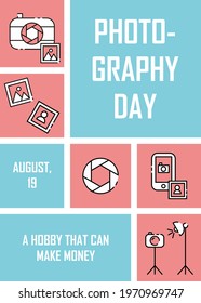 Creative photography poster design idea. Easy to edit with vector file. Can use for your creative content. Especially about photography day campaign in this august.