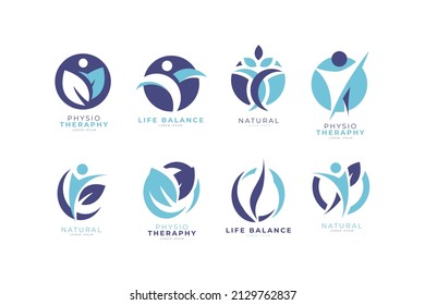 Creative physiotherapy logo Set vector