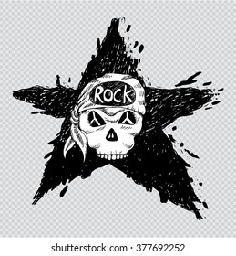 Creative picture of a skull. Rock star. Vector illustration.