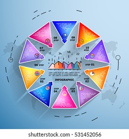 Creative pie chart. Business data visualization. Process chart. Vector business template for presentation. Creative concept for infographic.