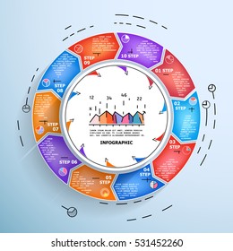 Creative pie chart. Business data visualization. Process chart. Vector business template for presentation. Creative concept for infographic.