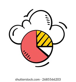 Gráfico circular creativo en la nube para datos, análisis y finanzas