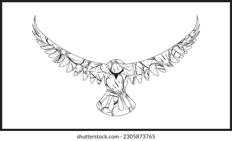Creative Pigeon bird coloring book page with flowers pattern, Isolated on a white background.