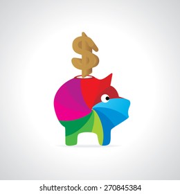 creative piggy bank with dollar inter the bank concept vector illustration 
