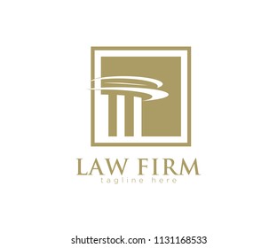 Creative Pillar Law Concept Logo Design Template.