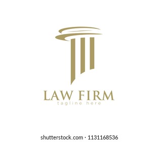 Creative Pillar Law Concept Logo Design Template.