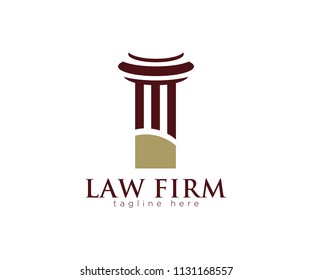 Creative Pillar Law Concept Logo Design Template.