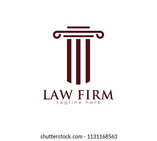 Creative Pillar Law Concept Logo Design Template.