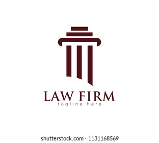Creative Pillar Law Concept Logo Design Template.