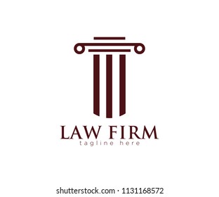 Creative Pillar Law Concept Logo Design Template.