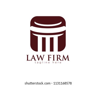 Creative Pillar Law Concept Logo Design Template.